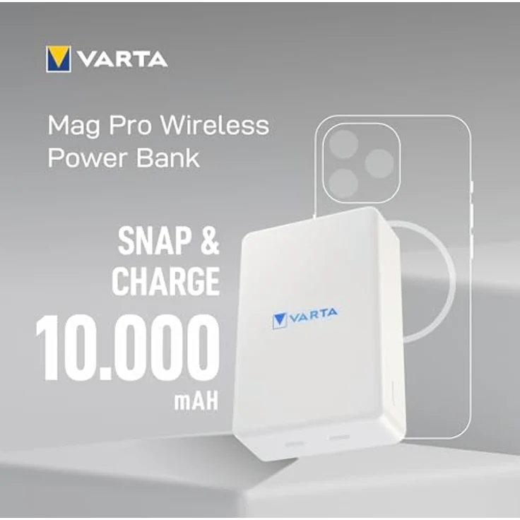 Varta Mag Pro Wireless PB 10000 mAh, Powerbank mit kabellosem Laden, 20W, Weiss – Bild 8