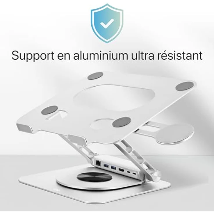 T'nB iClick 360° Verstellbarer Aluminium Notebook-Ständer bis 17 Zoll mit abnehmbarem 6-in-1 USB-C Hub und MagSafe-Telefonhalterung – Bild 5
