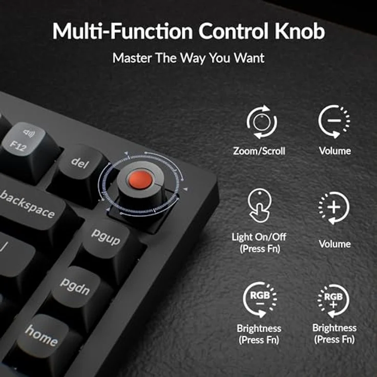 Keychron V1 8K, 75% Kabelgebundene Mechanische Tastatur, programmierbar über QMK/VIA, Hot-Swappable Super Banana-Schaltern, 8000 Hz Abtastrate, RGB-LED für Mac, Windows und Linux – Bild 5