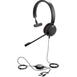 Jabra Evolve 30 II, Unified Communications zertifiziertes Mono-Headset mit Anrufsteuerung, Mikrofon mit Geräuschunterdrückung, LED-Anzeigen, hervorragende Klangqualität, USB-C/A, Schwarz