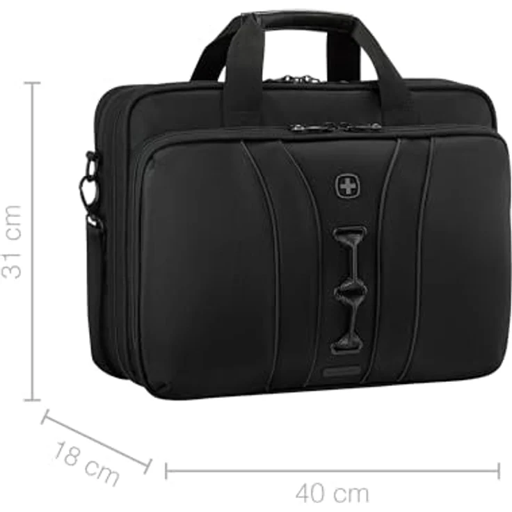 Wenger Legacy Black Series 16" Laptop-Tasche, Aktentasche aus recyceltem Material mit gepolstertem Laptop- und Tabletfach, schwarz – Bild 3