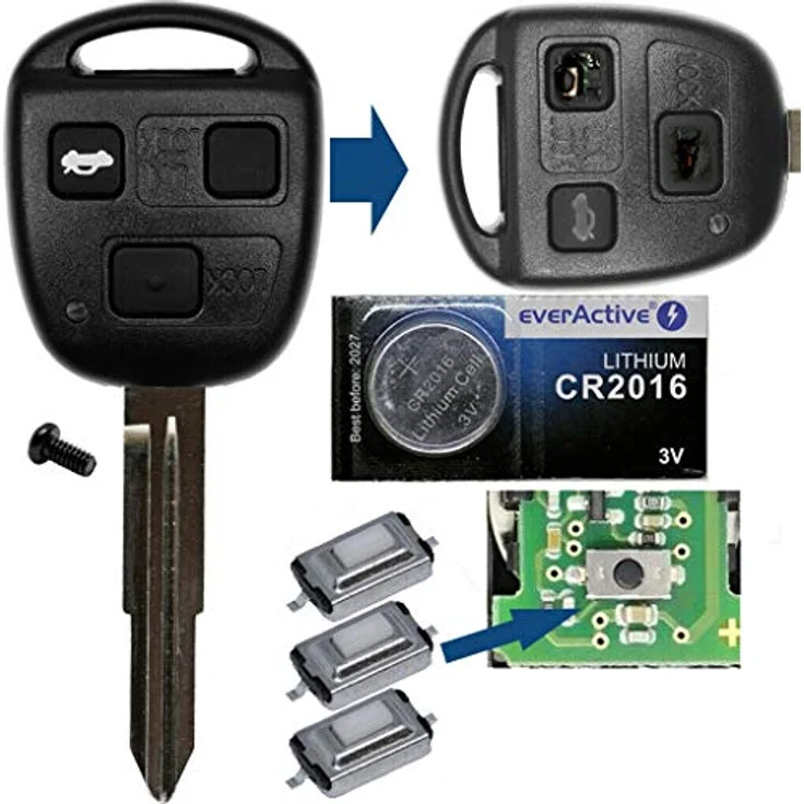 mt-key Auto Schlüssel 3 Tasten Set TOY41 mit Knopfzelle CR2016 (3 V) für Toyota MR-2 Yaris Verso Corolla Funktionalität – Bild 3