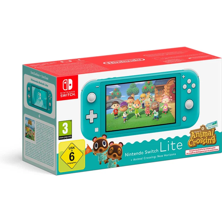 Animal Crossing Nintendo Switch Lite, kompakte Spielkonsole im Handheld-Modus, turquoise mit vorinstalliertem Animal Crossing: New Horizons
