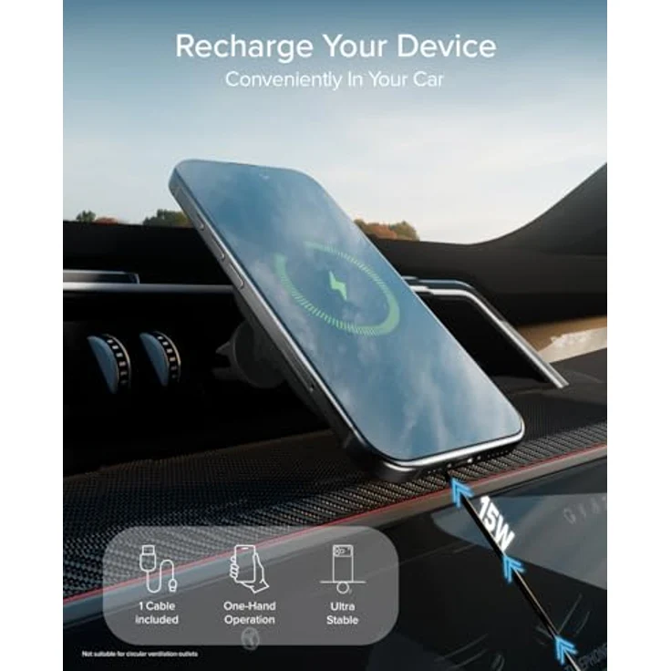 SBS Lüftungsschlitz-Universalhalter 15W Wireless Charge, Smartphone Halterung, Schwarz – Bild 4