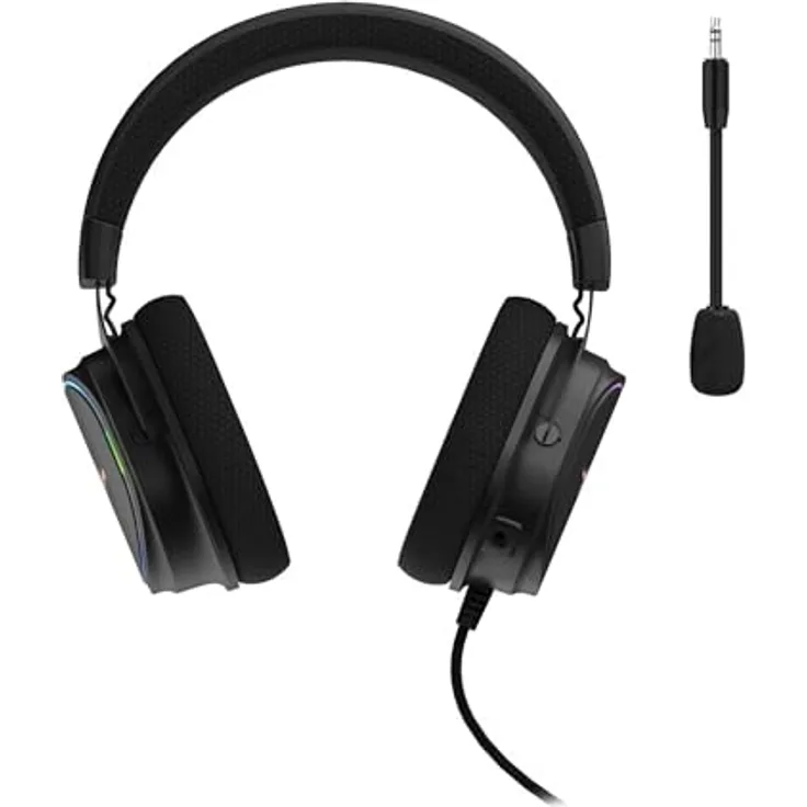 uRage Gaming-Headset SoundZ 800.7.1 V2, 7.1 Virtual Surround Sound, kabelgebundene Multi-Plattform Kopfhörer für PS5/PC, 2 m USB-Kabel, in Schwarz