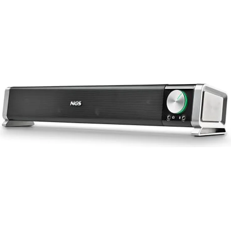 NGS SB500-BT Kabellose Bluetooth-Soundbar, 20 W, Stereo-Sound, USB-Stromversorgung, 3,5-mm-Klinke, Mikrofon, Kopfhörerausgang, kompakt, Plug & Play