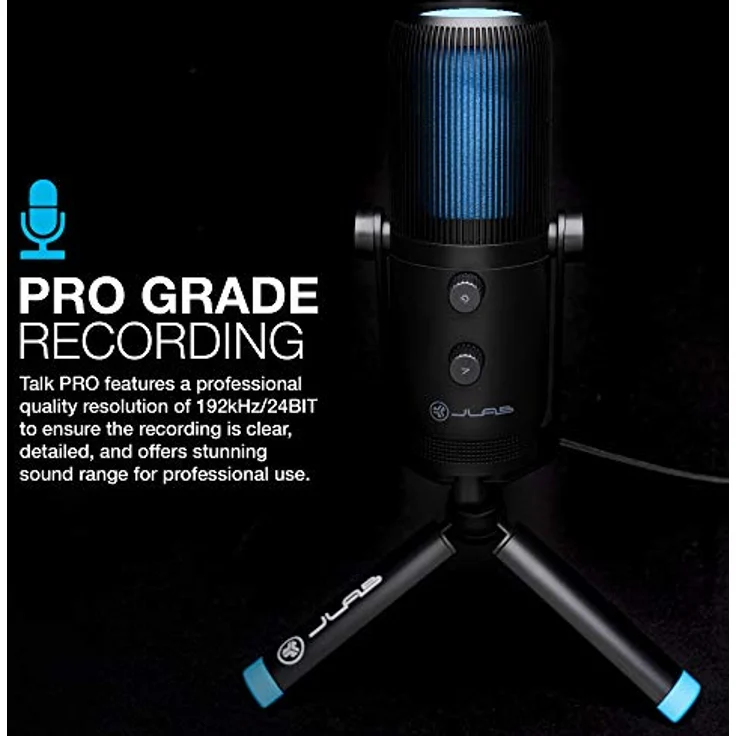 JLab Audio Talk Pro USB Mikrofon PC Plug und Play Professionelle Auflösung in Studioqualität, 4 Richtcharakteristiken, Lautstärkeregelung, Stummschaltung – Streaming Mikrofon, Podcast – Bild 3
