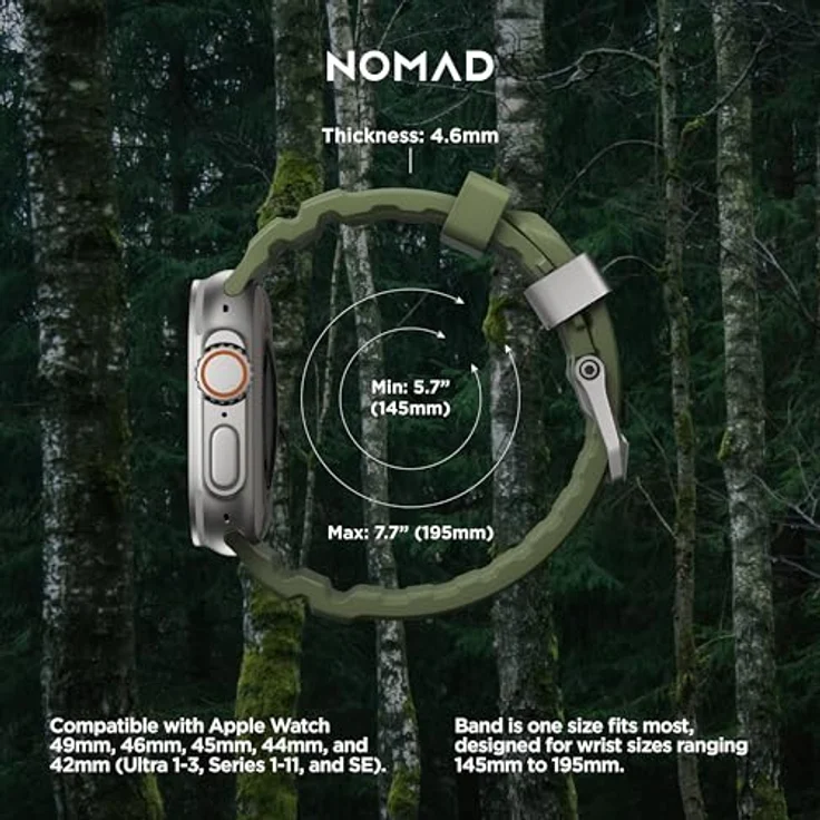 Nomad Rocky Point Band AW 49/45/44/42mm, Uhrenarmband aus Natural/Wald (Reifen) für Wearables – Bild 3