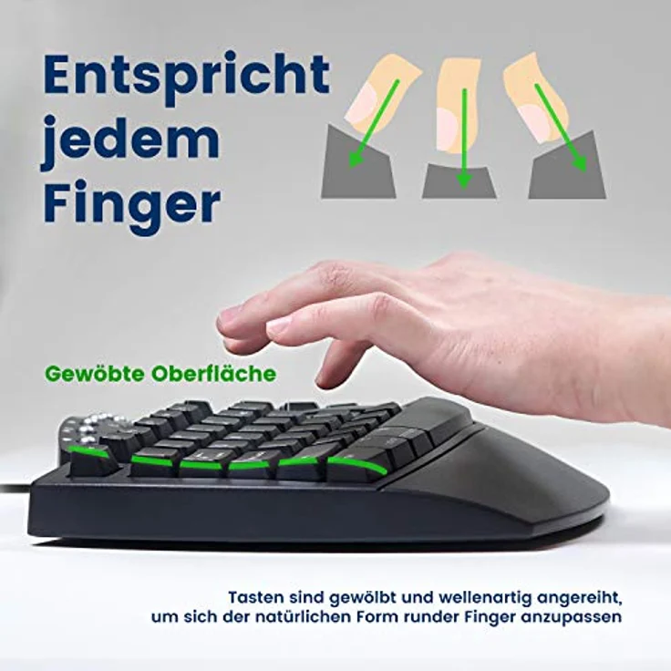 Perixx PERIBOARD-512 - Tastatur - USB - QWERTZ - Deutsch - Schwarz (11523) – Bild 4