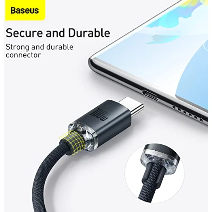 Baseus Cable Crystal Shine - USB to Type C - 100W 6A 1,2 m (CAJY000401) black – Bild 6
