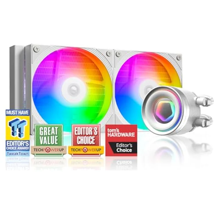 ID-Cooling FX240 Infinity White, CPU Wasserkühler mit aRGB-Beleuchtung, 300W TDP, vorgefülltes Flüssigkeitssystem, leise Pumpe, kompatibel mit Intel und AMD – Bild 1