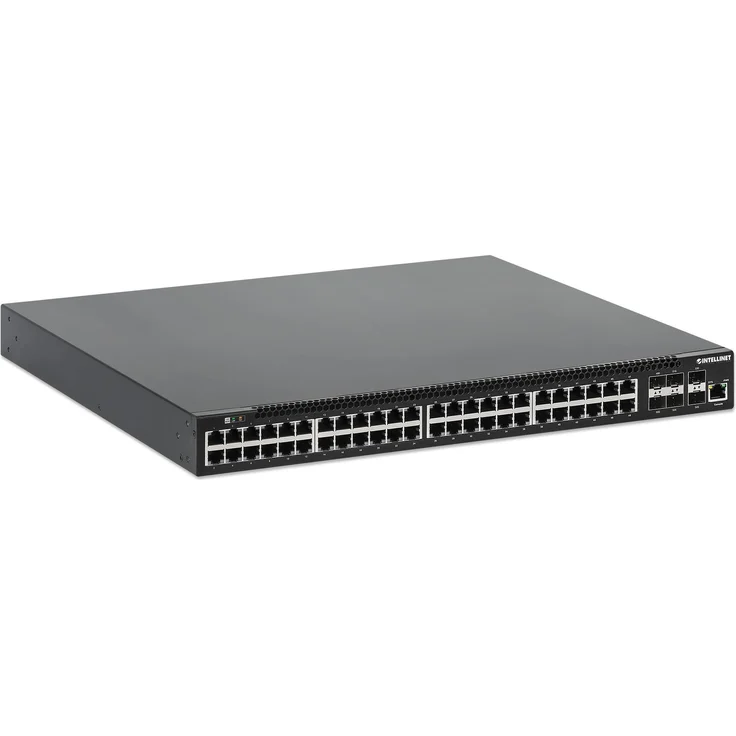Intellinet 54-P PoE+ Managed Switch, 54 Ports, 6x10GbE, 850W, Layer 3, Schwarz