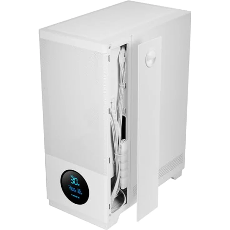 Tacens 2sagitta20w, Midi Tower PC-Gehäuse in Weiß, ATX/micro ATX/Mini-ITX, mit gehärtetem Glas, LED-Anzeigen und Flüssigkeitskühlungsfähigkeit – Bild 2