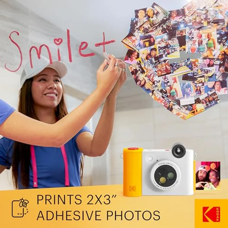 KODAK Smile+ kabellose Digitale Sofortbildkamera mit effektveränderndem Objektiv, 2x3-Zoll Zink-Fotodrucken mit Selbstklebender Rückseite, kompatibel mit iOS- und Android-Geräten – Weiß – Bild 5