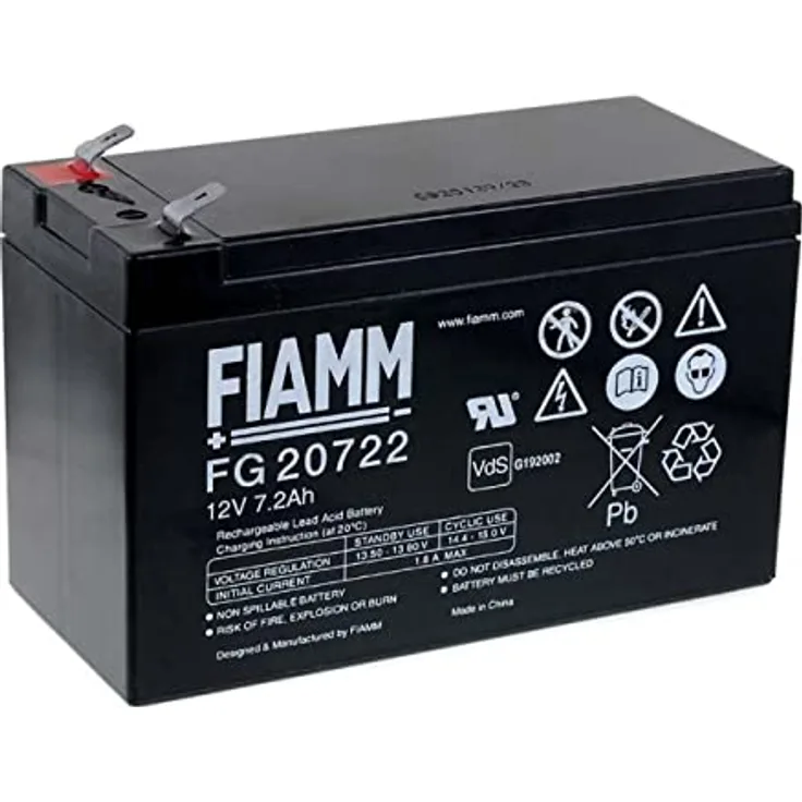 Fiamm FG20722 Blei-Säure-Batterie, 12 Volt, 7200 mAh, 2450 g, 151 x 65 x 94 mm