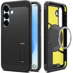 Spigen Tough Armor (AI) MagFit Hülle für Samsung Galaxy S25, Kompatibel mit MagSafe -Schwarz, Doppelschichtige Schutzhülle mit integriertem Kickstand