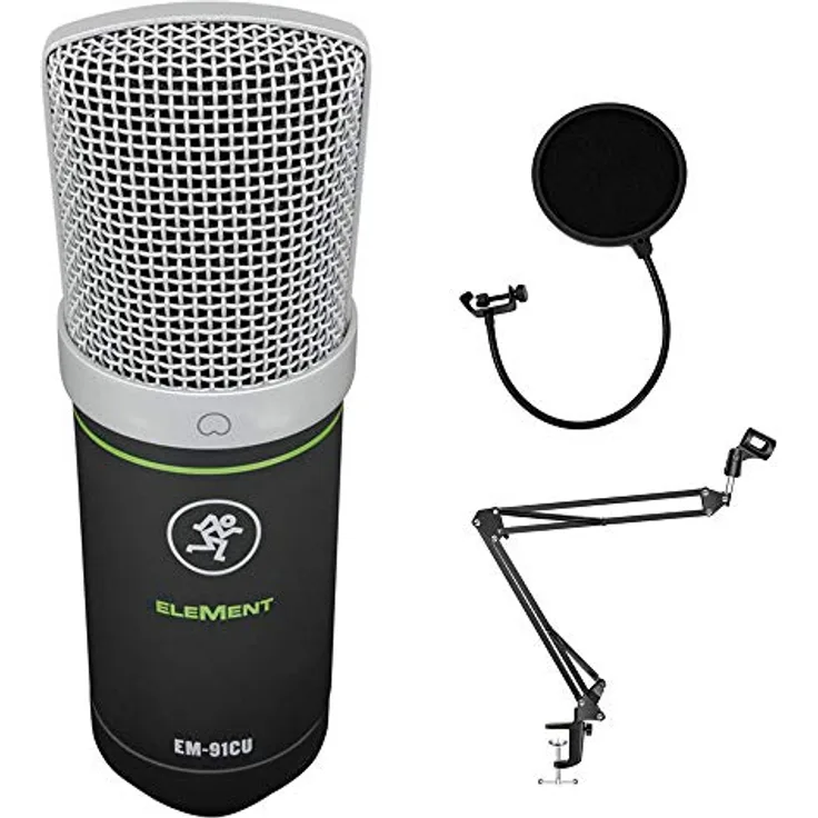 Mackie EM-91CU+ USB Kondensator Mikrofon (24-Bit/96kHz,) mit Mikrofonspinne, Schwarz