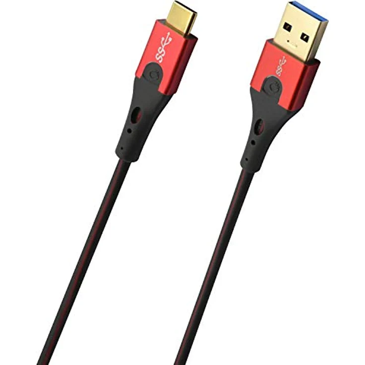 Oehlbach USB-Evolution C3 - hochwertiges 3.0 USB-A auf 3.1 USB-C Lade-und Datenkabel - schwarz-rot - 3m – Bild 2