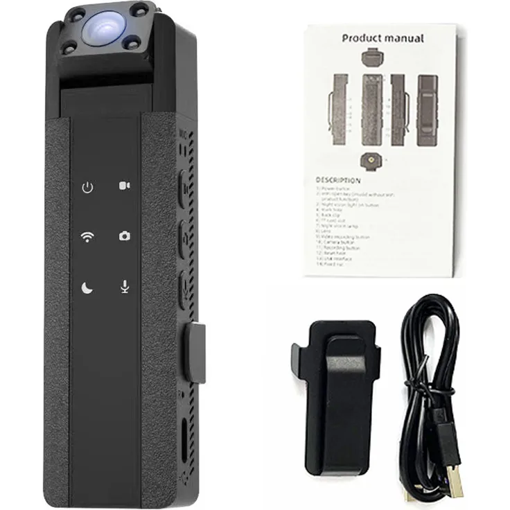 Lixada 2K-WLAN-Kamera Outdoor-Sportkamera mit Nachtsicht, 170° Weitwinkel, tragbar, schwarz