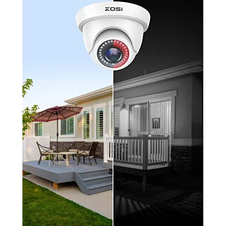 ZOSI 4Stk. 1080P TVI Dome Überwachungskamera mit 18.3m Video Kabel und Netzteil, 24M IR Nachtsicht, IP66 witterungsbeständig – Bild 3