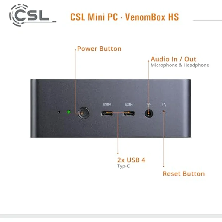 CSL VenomBox HS, Desktop-PC mit AMD Ryzen 7 7840HS, 32 GB RAM, 4000 GB M.2 SSD, Radeon 780M, Schwarz – Bild 3