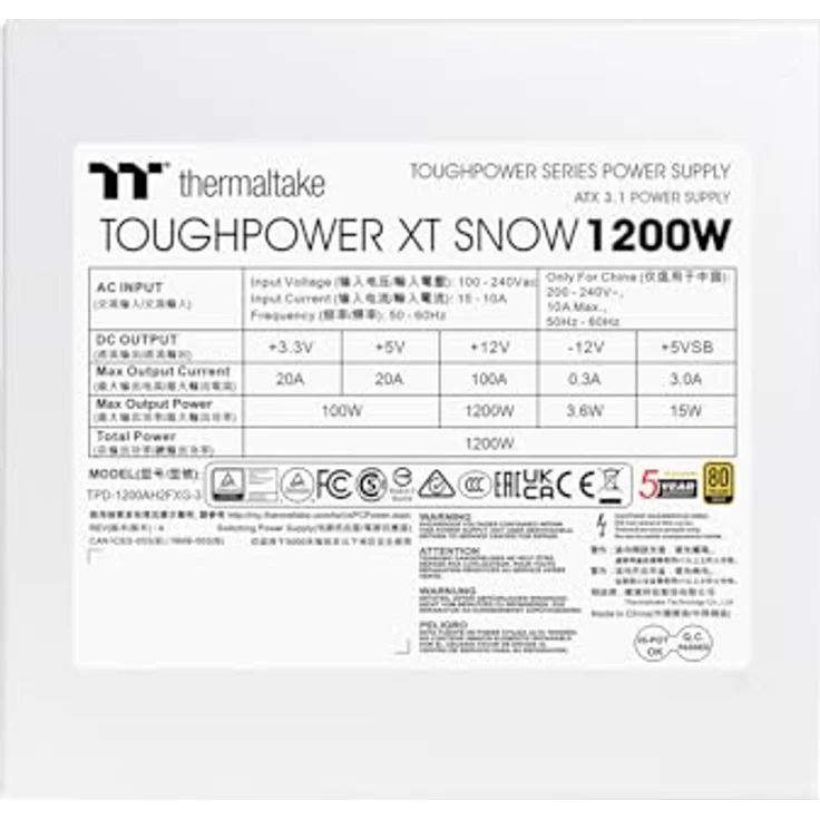Thermaltake Toughpower XT Snow 750W, PC-Netzteil mit 750 Watt Leistung, ATX 12V Version 3.1, 80 PLUS Gold, modulares Kabelsystem – Bild 9