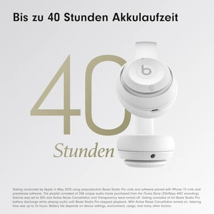 Beats Studio Pro, Kabellose Bluetooth Noise Cancelling Kopfhörer mit personalisiertem 3D Audio, USB-C verlustfreiem Audio, Kompatibilität mit Apple & Android, Mattweiß – Bild 3