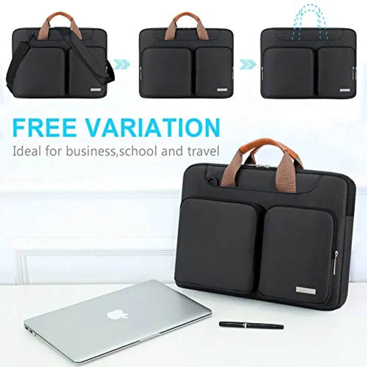Lacdo Laptoptasche/Laptoptasche für 11-15,6 Zoll (27-15,6 Zoll), wasserdicht, Stoff Mehrfarbig Dark Black 13-13.3 Inches – Bild 5