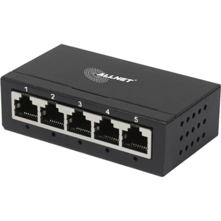 AllNet ALL-SG8005 Switch unmanaged, 5 Port Gigabit mit 5x LAN, lüfterlos, Plug and Play, stromsparend