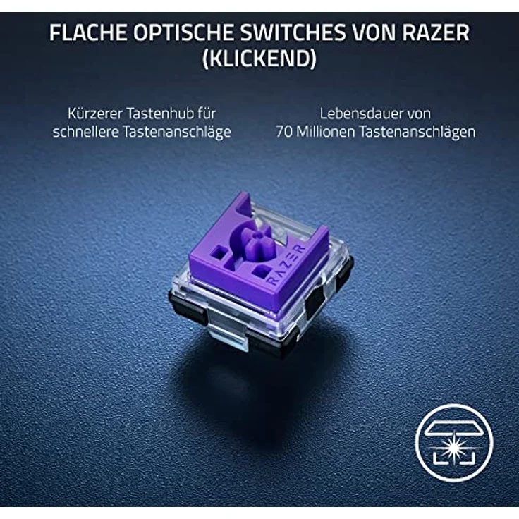 Razer Deathstalker V2 Pro (Purple Switch)- Kabellose Optische Low-Profile-Gaming-Tastatur (Klickende Optische Switches, HyperSpeed Wireless, Bluetooth 5.0) QWERTY US-Layout | Weiß – Bild 2