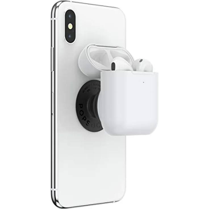 PopSockets PopGrip Kopfhörer-Hülle, kompatibel mit AirPods: austauschbarer Griff und AirPods-Halter für Handys und Tablets, Weiß – Bild 5