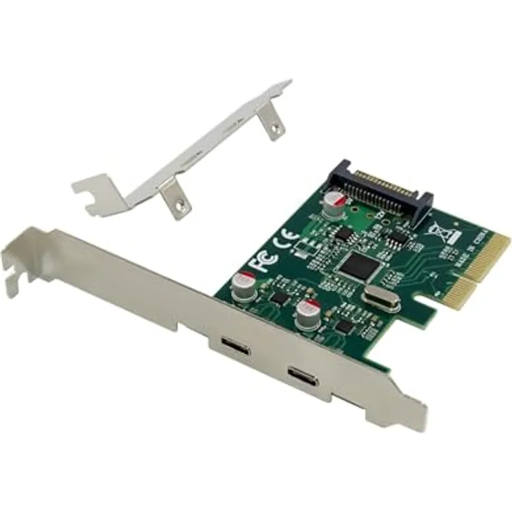 Conceptronic PCI Express Karte 2xPort USB 3.2 Gen2 Typ-C, Hochgeschwindigkeits-Kontrollerkarte, grün, 10 Gb/s