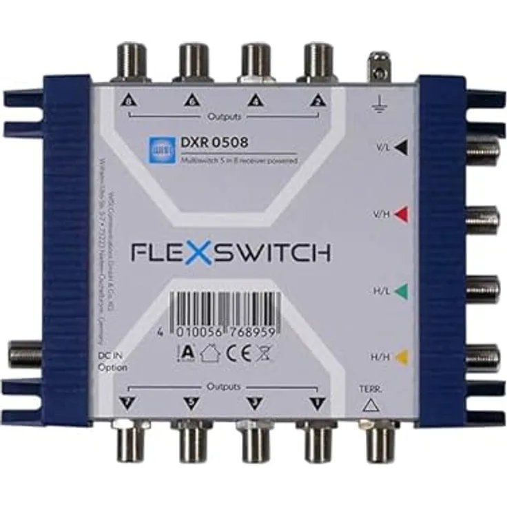 Wisi DXR 0508 Multischalter, 5 in 8 receivergespeist, niedrige Anschlussdämpfung und erweiterbar mit DXC 05xx Modellen