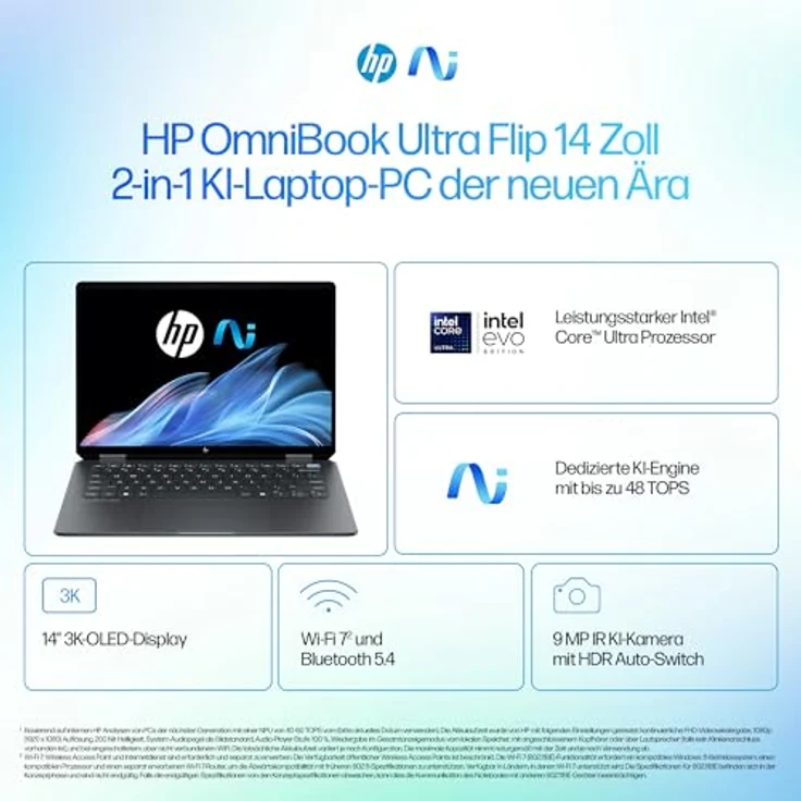 HP OmniBook Ultra Flip, Convertible Copilot+ PC, 14 Zoll 2,8K OLED Touchscreen, Intel Core Ultra 7, 16 GB RAM, 1TB SSD, Windows 11 Home, Eclipse Gray – Bild 2