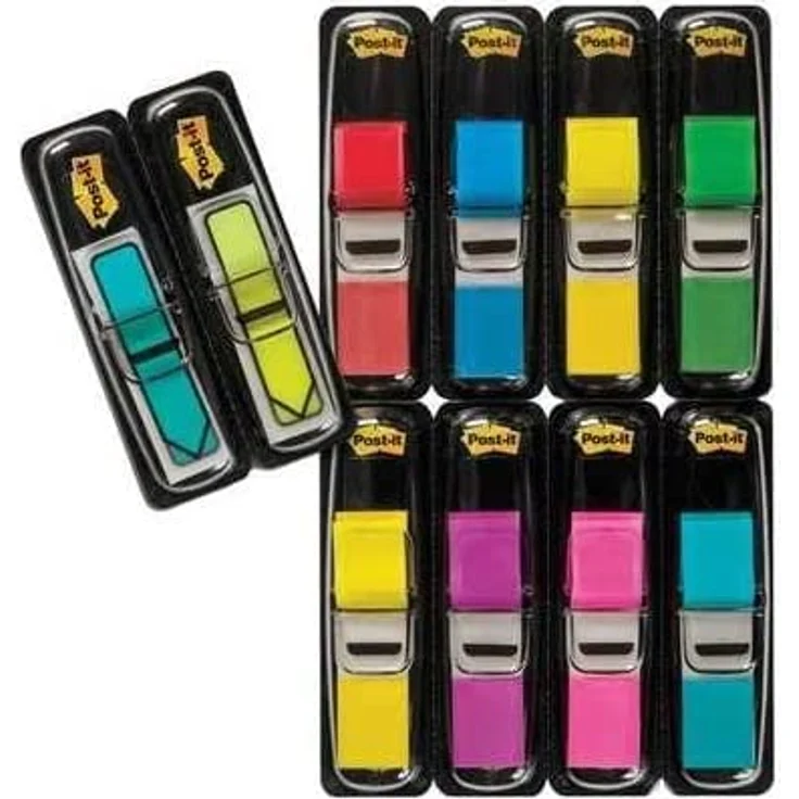Post-it Notes Haftnotizblock Index Promotion Pack Index-Mini, 8 Farben + rote Index-Pfeile, 8 x 35 Streifen, 11,9 x 43,2 mm – Bild 1