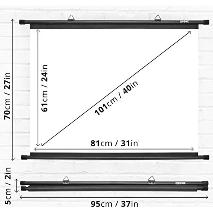Duronic BPS40 Leinwand | 4:3 Hängeleinwand 40" Zoll 81 x 61 cm | Heimkino mit 4K Full HD 3D | Gain 1.0 | Projektionsleinwand für Wandmontage | Beamerleinwand für Büro Präsentationen, Schulen – Bild 2