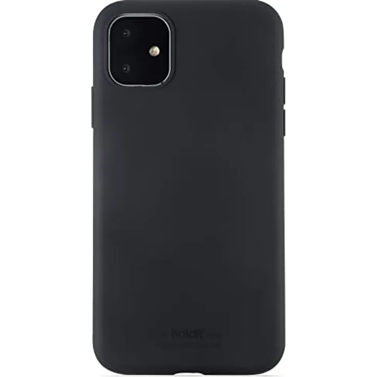 holdit Silikonhülle iPhone 11/Xr (6,1”) - 0,8mm Ultra dünn Schwarz, Trendy Slim Silicone Case, Vollschutz mit erhöhter Kante für Kameraschutz