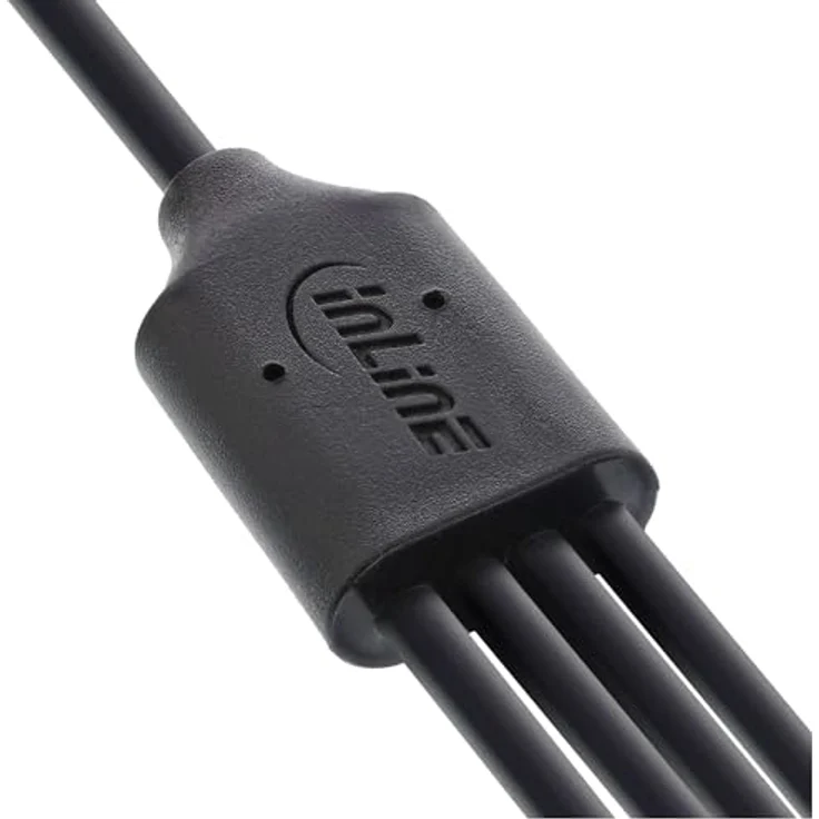 InLine 4in1 Y-Ladekabel, USB-A auf 4x USB-C, bis zu 25W Ladeleistung, kompaktes Vierfach-Ladekabel für Gadgets, kein Schnellladen, 0,5m, 35146 – Bild 2