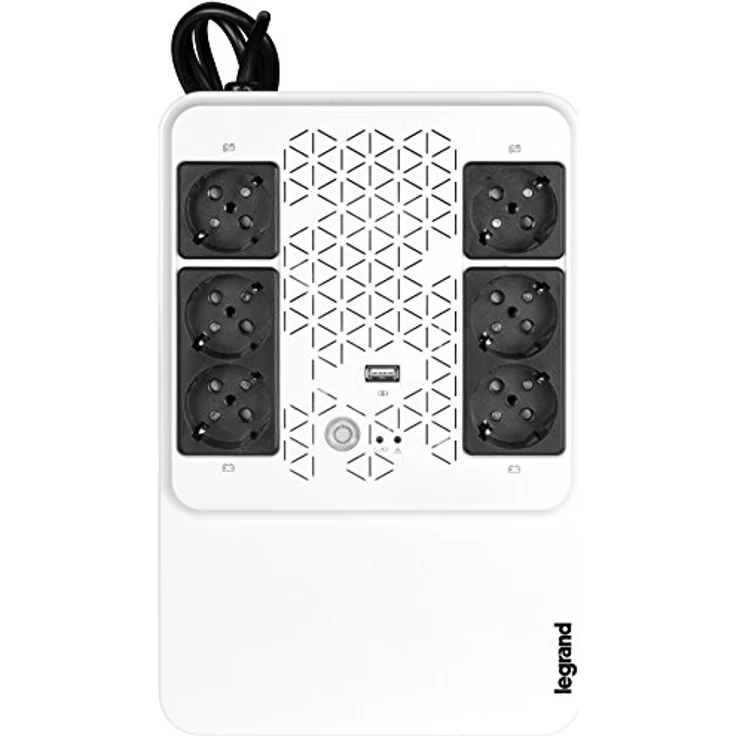 Legrand, Unterbrechungsfreie Stromversorgung (USV-Anlage), Keor Multiplug mit 800VA/480W, 6 Ausgänge je 230V (Schuko-Steckdosen) & USB-Ladegerät, Line Interactive, Interner AVR, Autom. Restart, 310082 – Bild 4