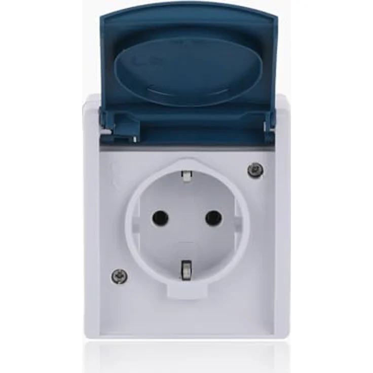 Busch-Jaeger 20 EW-53 SCHUKO® Steckdose, Klappdeckel, grau ocean®, IP 44, Thermoplast – Bild 1