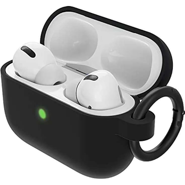 OtterBox Soft Touch Kopfhörer Hülle für AirPods Pro (1. gen 2019), stoßfeste, sturzsichere, ultraflache, kratz- und abriebfeste Schutzhülle für Apple AirPods, inklusive Karabiner, Schwarz