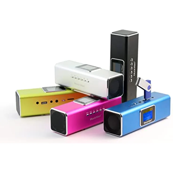 Musicman MA Soundstation Stereo-Lautsprecher mit integriertem Akku und LCD Display (MP3 Player, Radio, MicroSD Kartenslot,USB Steckplatz) silber – Bild 6