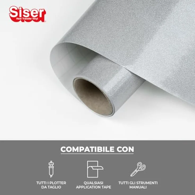 Siser EasyPSV® Glitter, selbstklebende Glitzerfolie mit Schnittbreite 30 cm, Brillant-Silber – Bild 2