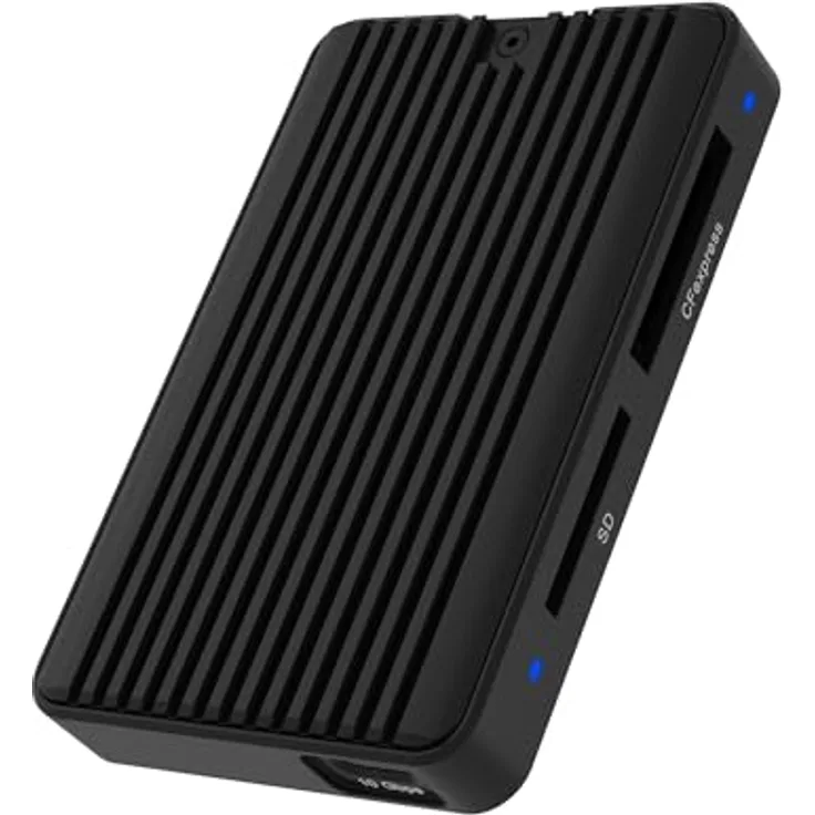 ICY BOX CFexpress Kartenleser Typ-B mit USB 3.2 (Gen 2) 10 Gbit/s, SD 4.0, USB-C & USB-A Adapter in Grau, für Windows & macOS, IB-CR504-C31