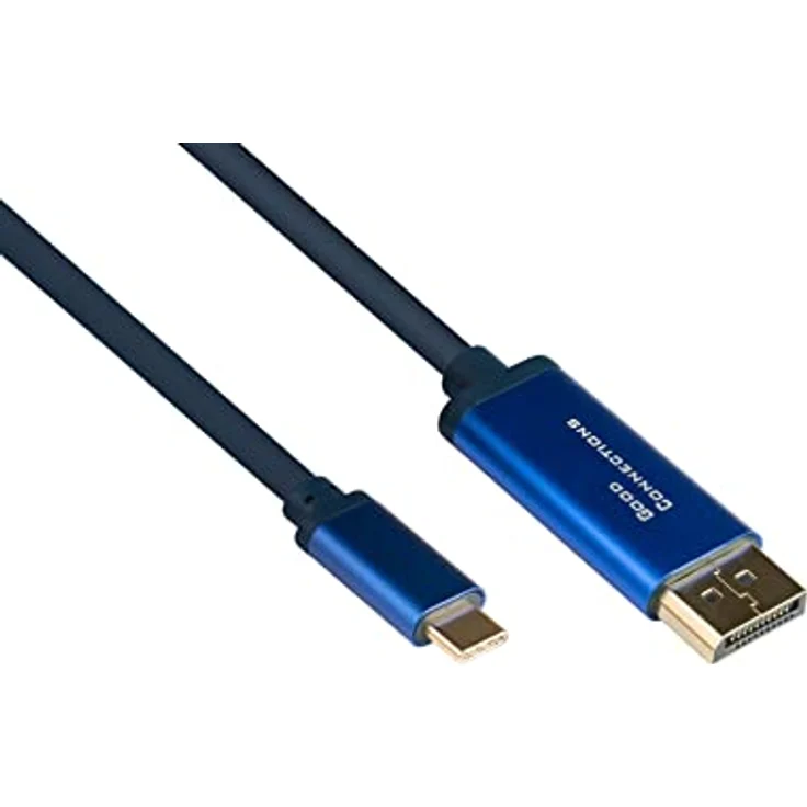 Good Connections® SmartFLEX USB C an DisplayPort 1.2 Kabel - 4K UHD @60Hz - KUPFERLEITER, Aluminiumgehäuse - HOCHFLEXIBEL - dunkelblau - 1 m – Bild 1