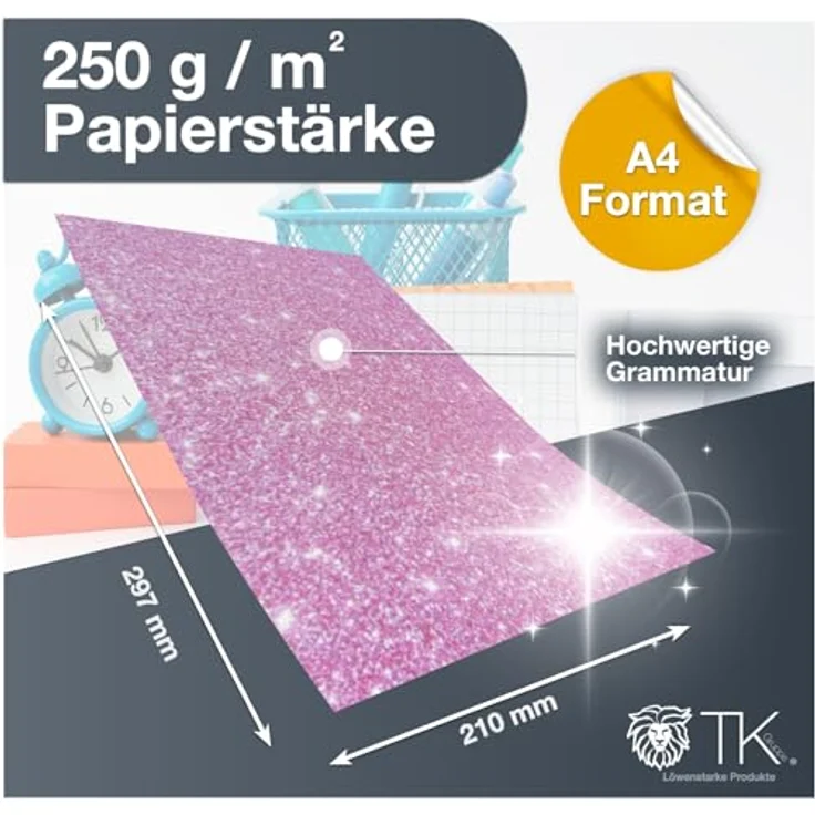 Bastelfreund® 50x Blatt Papier Glitzerpapier Glitterpapier 250 g/m² - A4 Kopierpapier Fotokarton Druckerpapier bunt - zum Basteln & gestalten - Bastelpapier Tonkarton Pappe – Bild 2