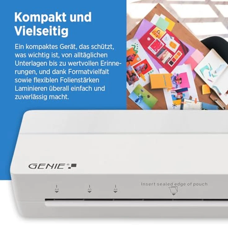 GENIE LA 400 A4 Laminiergerät, Heißlaminator mit 2 Heizrollen, schnell und zuverlässig für Schule, Büro und Home-Office, inkl. 5 Laminierfolien A4 – Bild 4