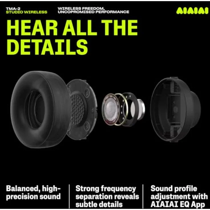 AIAIAI TMA-2 Studio Wireless, Professionelle Studio-Kopfhörer mit ultraniedriger Latenz, 20+ Std. Akkulaufzeit, Geräuschisolierung und Bluetooth-Funktion – Bild 5