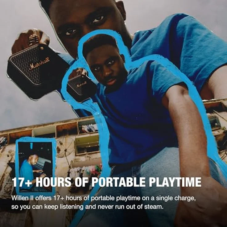 Marshall Willen II Bluetooth-Lautsprecher, kabellos, über 17+ Stunden Spielzeit, wasserdicht nach IP67 – Schwarz und Messing – Bild 3