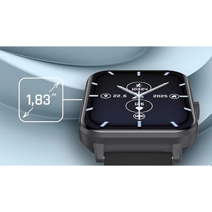 MP myPhone Watch Classic 2 Bluetooth Smartwatch, 260-mAh-Akku, 1,85-Zoll-Bildschirm, IP65-Robustheit, mehrere Sportmodi - Schwarz – Bild 5